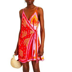 FARM Rio | Scarf Mini Wrap Dress | Mixed Print | Pink